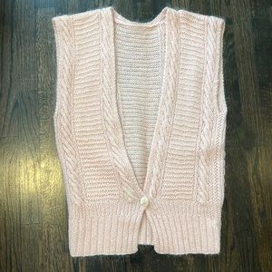 vintage 1980s dusty pink mohair cableknit sweater vest